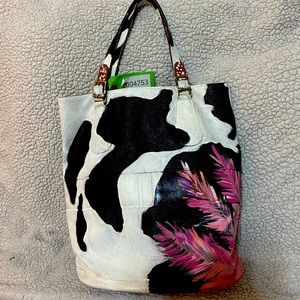 Custom painted Authentic Louis Vuitton Monogram bucket bag , large size, vintage